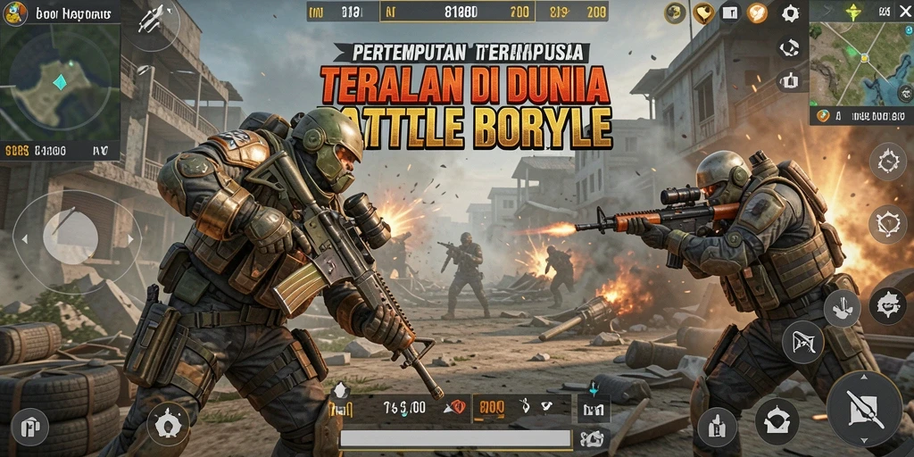 Tangkapan layar gameplay seru dalam pertarungan Battle Royale.
