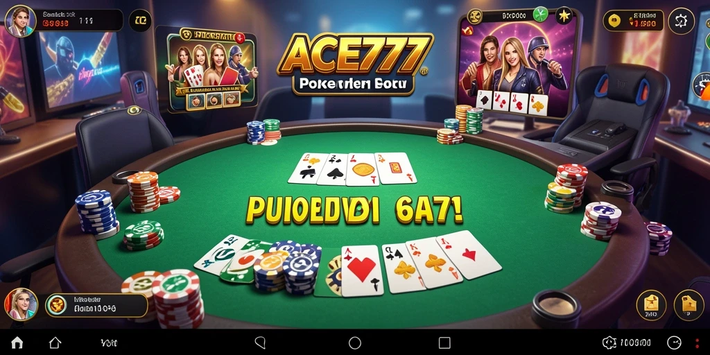 Screenshot gameplay ACE777 yang menampilkan suasana permainan poker yang seru.