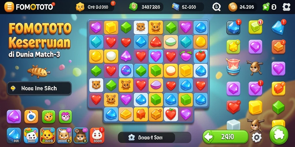 Tampilan gameplay seru di FOMOTOTO dengan tantangan mencocokkan objek.