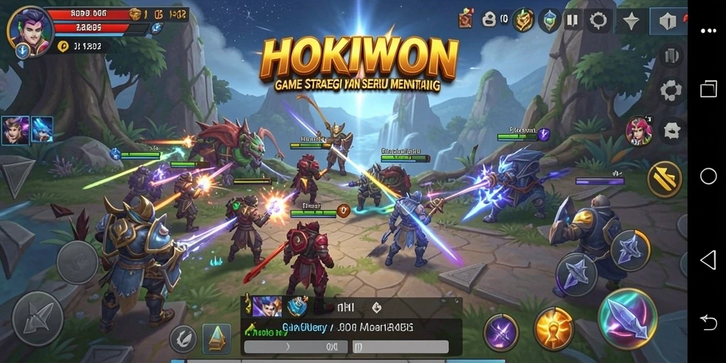 Tangkapan layar HOKIWON menampilkan aksi pertempuran yang seru dan mendebarkan.