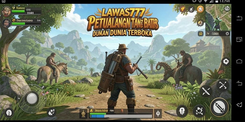 Screenshot gameplay LAWAS777 menampilkan eksplorasi dunia terbuka yang luas.