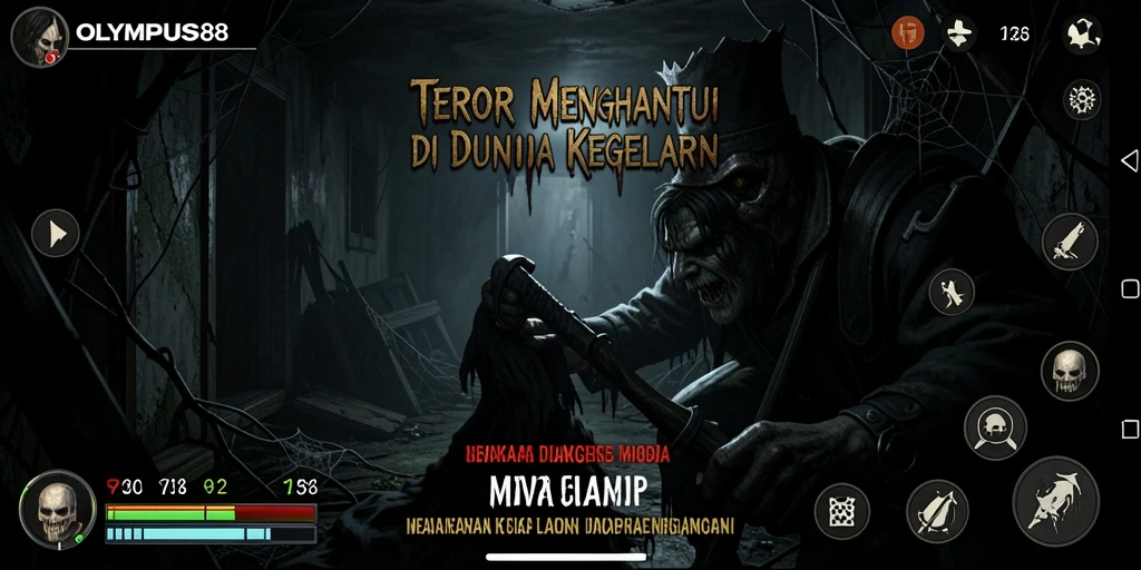 Screenshot gameplay OLYMPUS88 yang menampilkan suasana Horror yang mencekam.