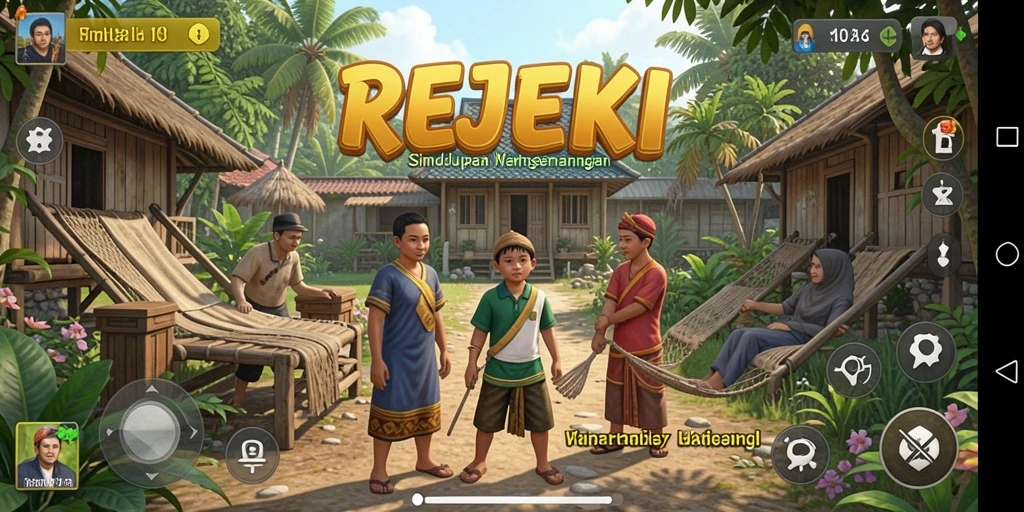 Screenshot gameplay REJEKI yang menunjukkan aksi simulasi kehidupan.