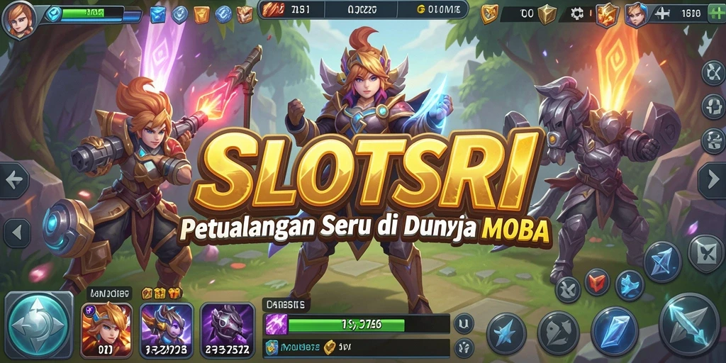 Screenshot SLOTSRI menampilkan pertarungan seru dalam gameplay MOBA.